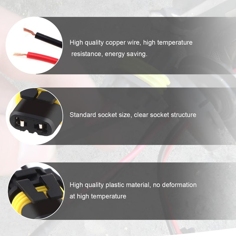 KVAEY 2 PCS Wiring Harness Headlight Socket, 9005 9006 HB3 HB4 Female Adapter Wiring Harness Plug Replacement, Nylon Pigtail Wire Connector for Headlight Fog Light, Car Accessories - Image 3