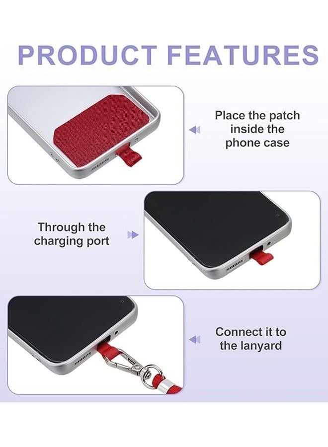 Red Adjustable Crossbody Phone Lanyard with Reinforced Patch & Metal Hook - Image 5