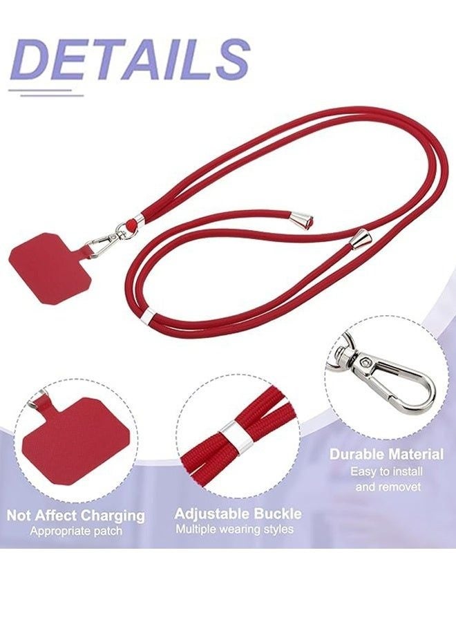 Red Adjustable Crossbody Phone Lanyard with Reinforced Patch & Metal Hook - Image 3