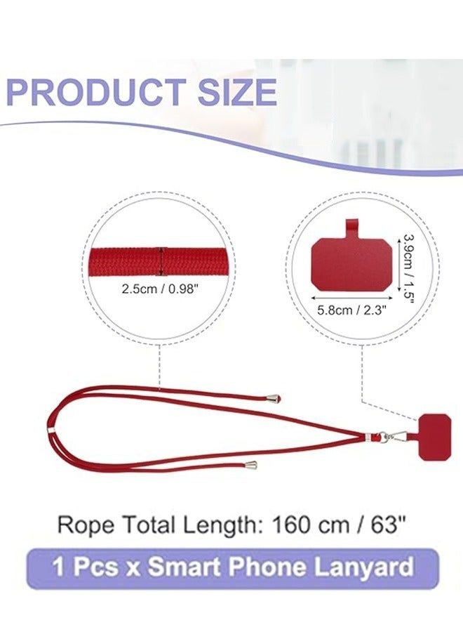 Red Adjustable Crossbody Phone Lanyard with Reinforced Patch & Metal Hook - Image 1