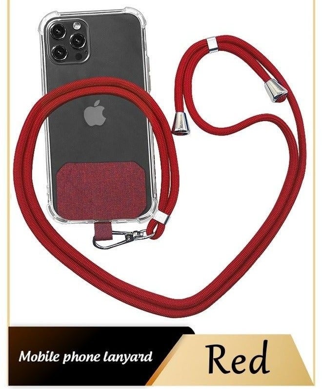 Red Adjustable Crossbody Phone Lanyard with Reinforced Patch & Metal Hook - Image 2