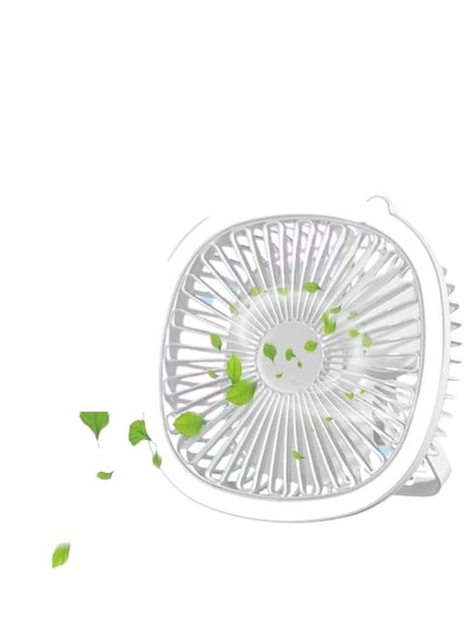 Mini USB Desk Battery Operated Rechargeable Table Fan with 3 Speeds Powerful Airflow Desktop Adjustable Angle Personal Quiet Fan for Home, Office, Travel 5.6W White - Image 1