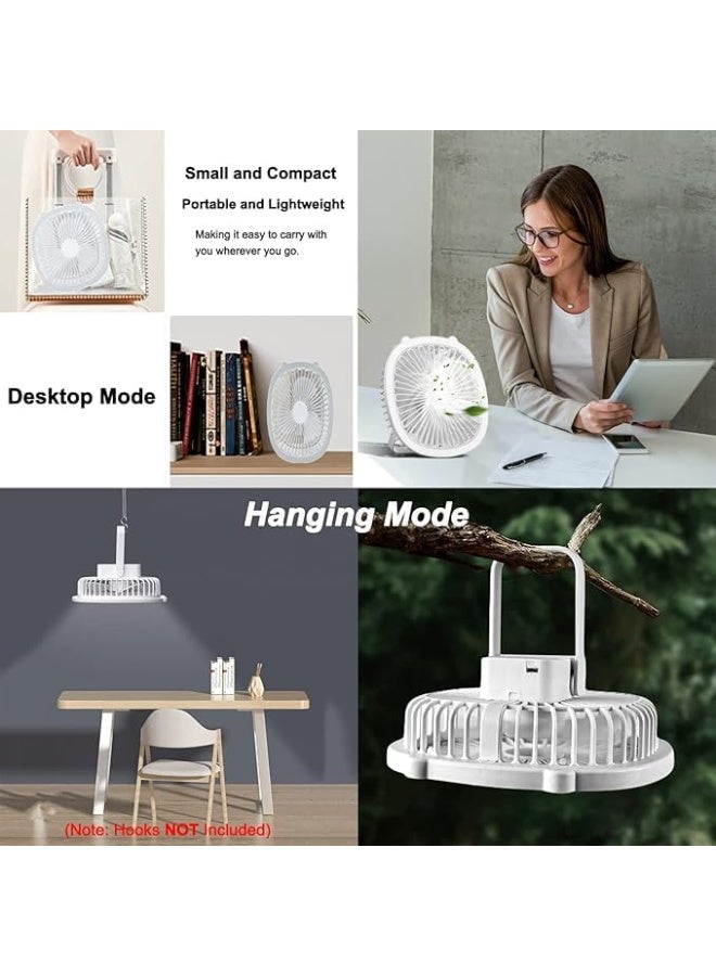 Mini USB Desk Battery Operated Rechargeable Table Fan with 3 Speeds Powerful Airflow Desktop Adjustable Angle Personal Quiet Fan for Home, Office, Travel 5.6W White - Image 2