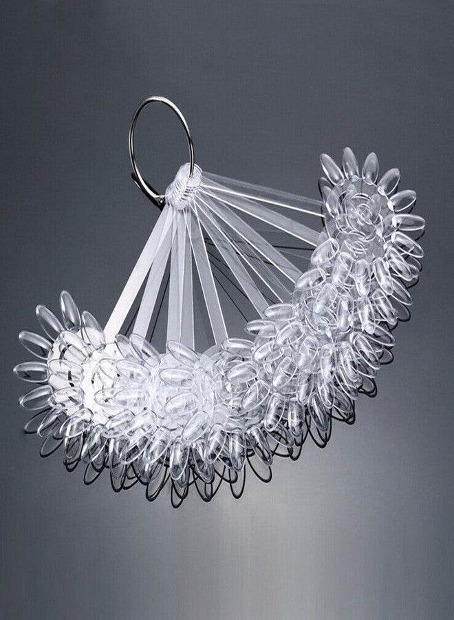 yueton 2 Sets 240 Tips White and Transparent Nail Art Design Plastic Polish Board Display Practice Sticks Wheel with Metal Split Ring Holder - Image 5