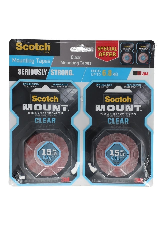 Scotch  Twin Pack Easy-to-Use Multi-Purpose Mounting Tape Clear 1 x 60 Inch XN006300547 - Image 1