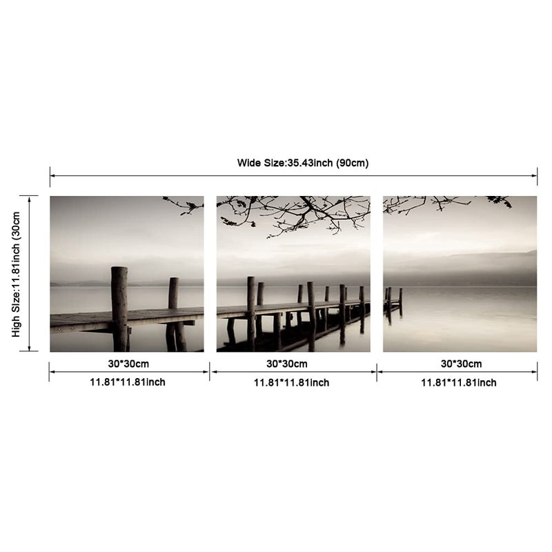 Pyradecor Peace 3 panels Black and White Landscape Canvas Prints on Canvas Wall Art Modern Stretched Pictures Paintings Artwork for Living Room Bedroom Home DÃ©cor - Image 5