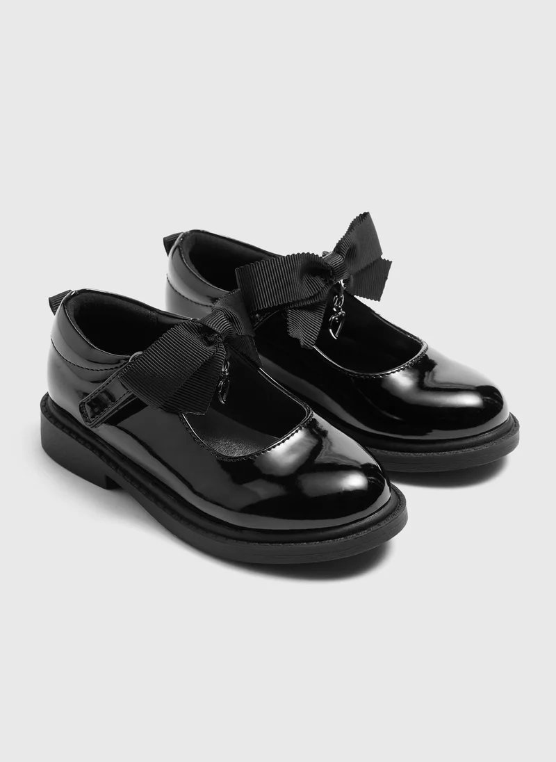 ماتلان Girls Black Patent Bow Mary Janes