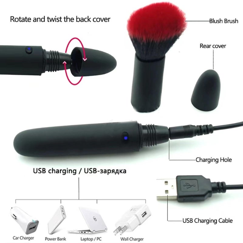 Betued فرشاة مكياج كهربائية قابلة لإعادة الشحن USB 10 - فرشاة بودرة فضفاضة متعددة الوظائف لتصحيح العيوب أو أحمر الخدود - Image 3