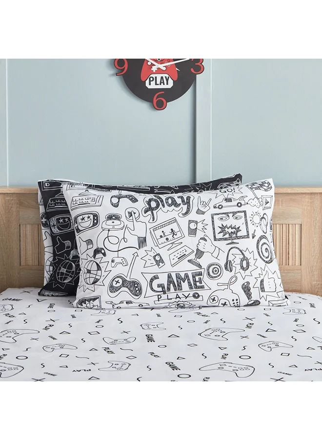 هوم بوكس Gaming Doodle Soiree 2-Piece Microfibre Pillow Cover Set 50 x 75 cm