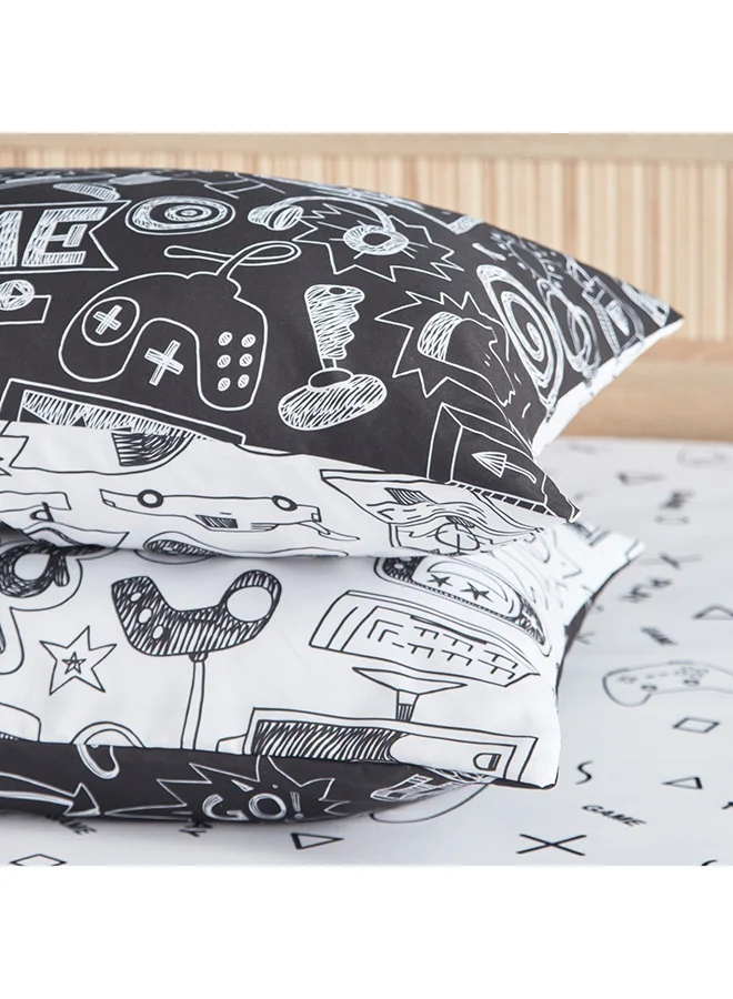 هوم بوكس Gaming Doodle Soiree 2-Piece Microfibre Pillow Cover Set 50 x 75 cm