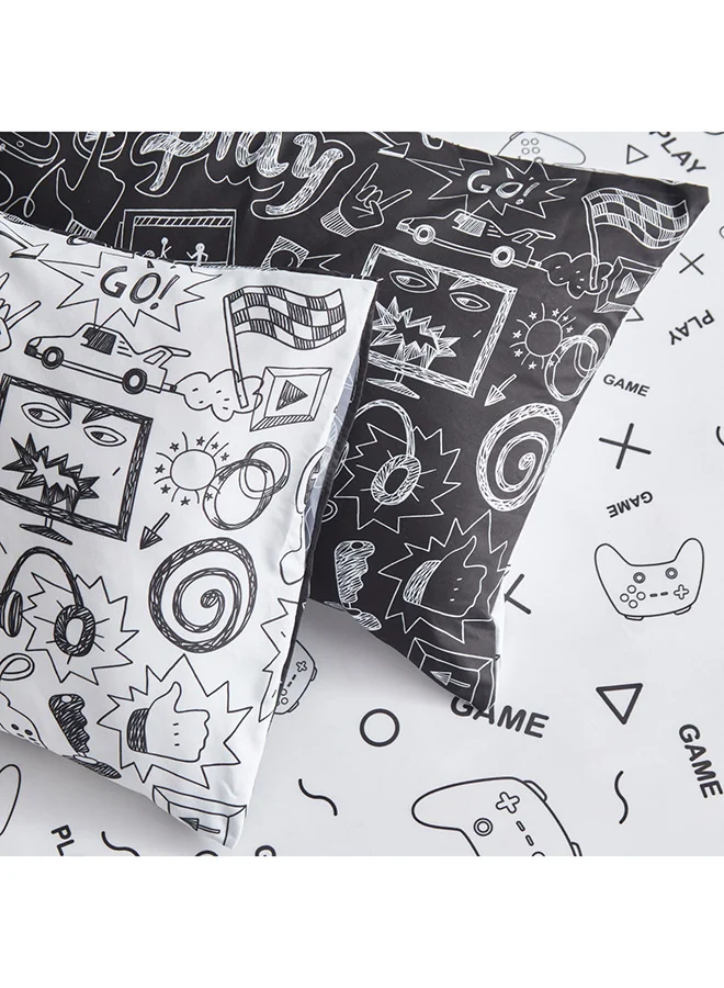 هوم بوكس Gaming Doodle Soiree 2-Piece Microfibre Pillow Cover Set 50 x 75 cm