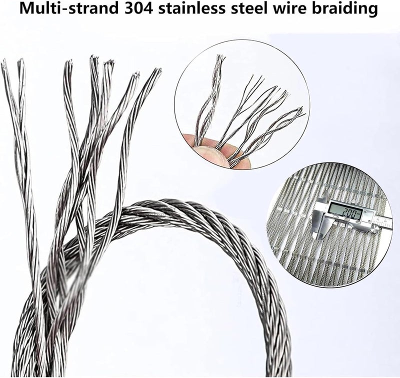 Stainless Steel Wire Rope Mesh, 10cm/2mm Safety Barrier Fence, 1.2x30m Anti-Fall Balcony Protection Netting, Durable Railing Guard for Outdoor Use - Image 3