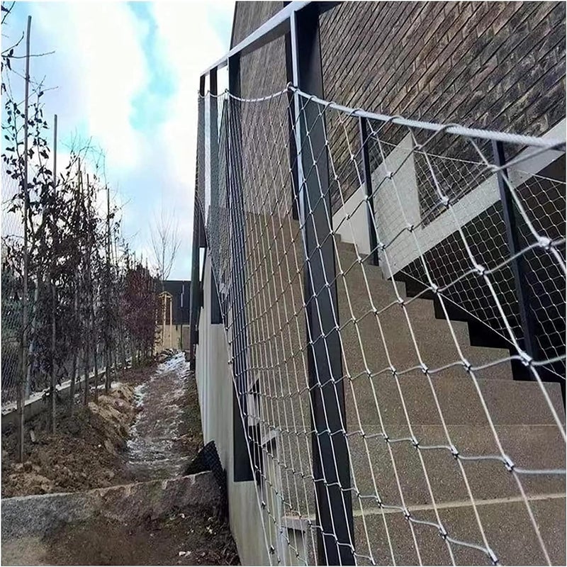 Stainless Steel Wire Rope Mesh, 10cm/2mm Safety Barrier Fence, 1.2x30m Anti-Fall Balcony Protection Netting, Durable Railing Guard for Outdoor Use - Image 2