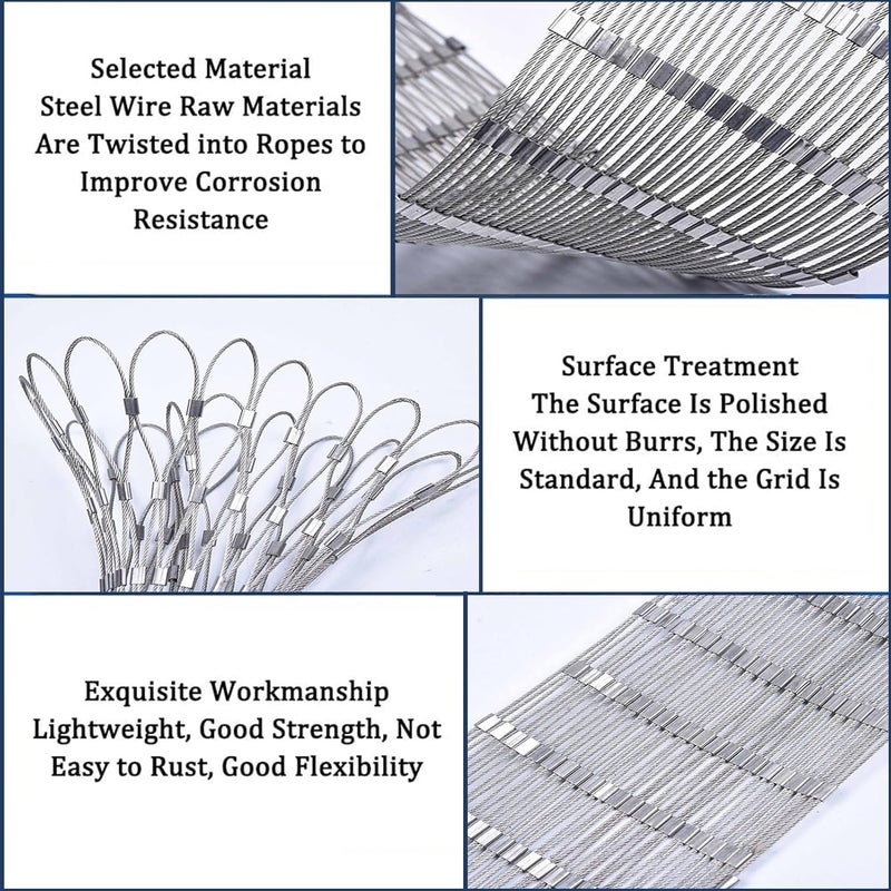 Stainless Steel Wire Rope Mesh, 10cm/2mm Safety Barrier Fence, 1.2x30m Anti-Fall Balcony Protection Netting, Durable Railing Guard for Outdoor Use - Image 4