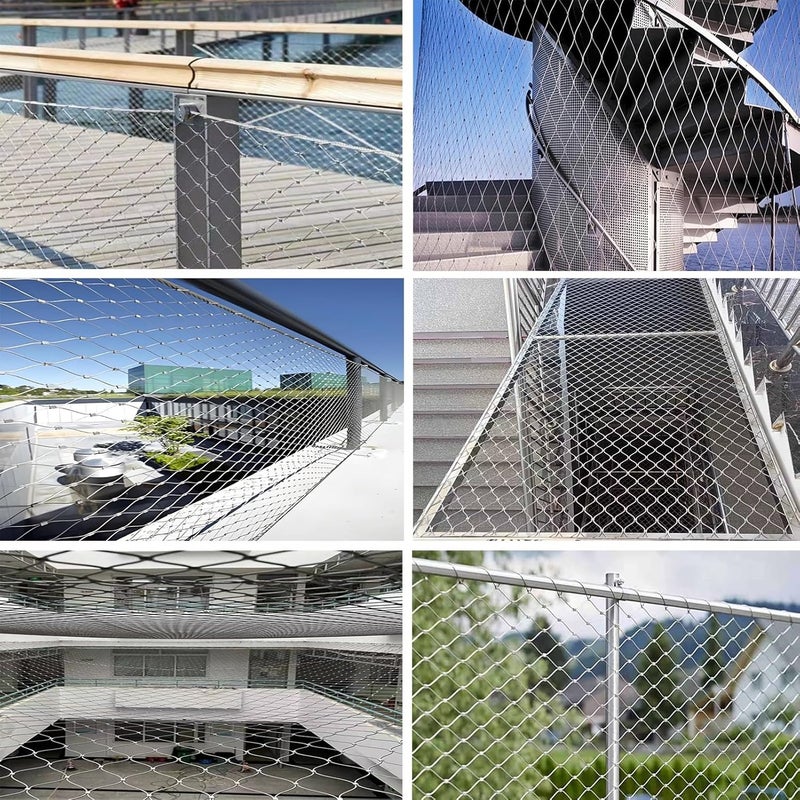 Stainless Steel Wire Rope Mesh, 10cm/2mm Safety Barrier Fence, 1.2x30m Anti-Fall Balcony Protection Netting, Durable Railing Guard for Outdoor Use - Image 5