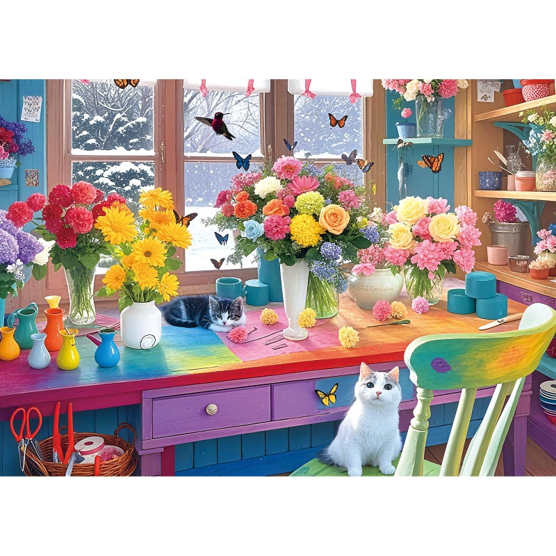MINIWAN Colorful Flower Room 1000 Piece Puzzle for Adults Fun Puzzles for Adults 1000 Pieces with HD Print Poster 275 X 197 Dust Free for Gifts Birthday Holiday Party Family Games Lovers - Image 3