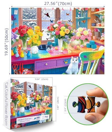 MINIWAN Colorful Flower Room 1000 Piece Puzzle for Adults Fun Puzzles for Adults 1000 Pieces with HD Print Poster 275 X 197 Dust Free for Gifts Birthday Holiday Party Family Games Lovers - Image 5