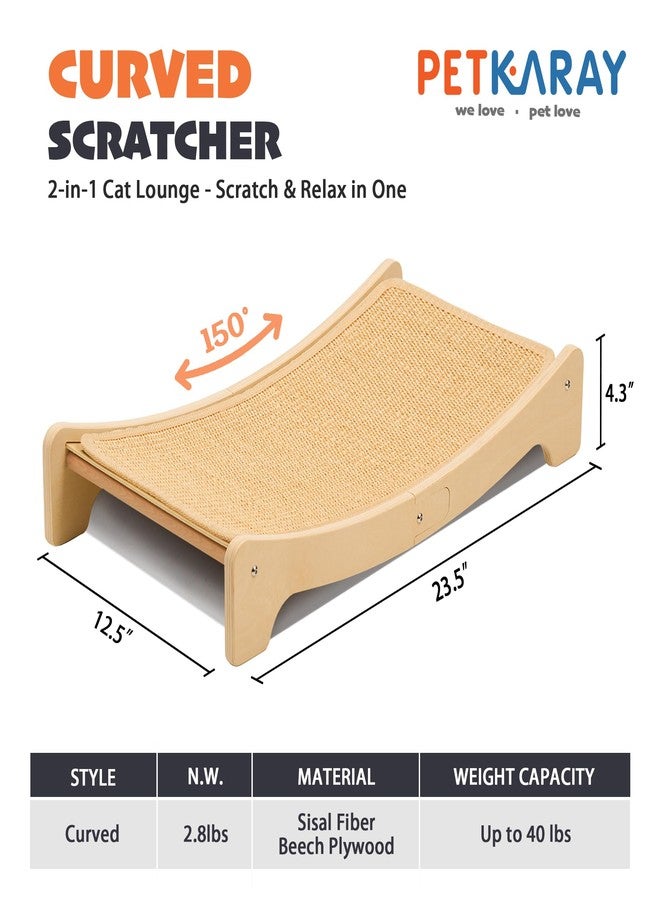 PETKARAY Sisal Cat Scratching Board, Curved Sisal Cat Scratcher, Large Indoor Kitty Scratch Pad, Heavy Duty Arc Lounge Bed for Kitten - Image 2