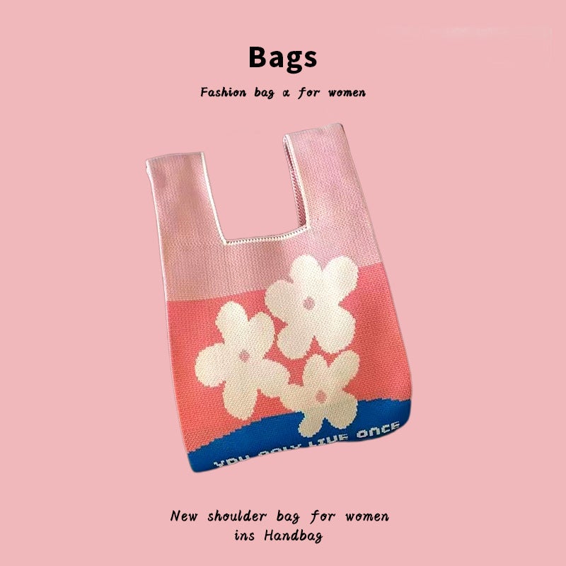 Factory Ladies Fashion New Knitted Bag Hand Gift Tote Bag Versatile Portable Panda Vest Bag - Image 1