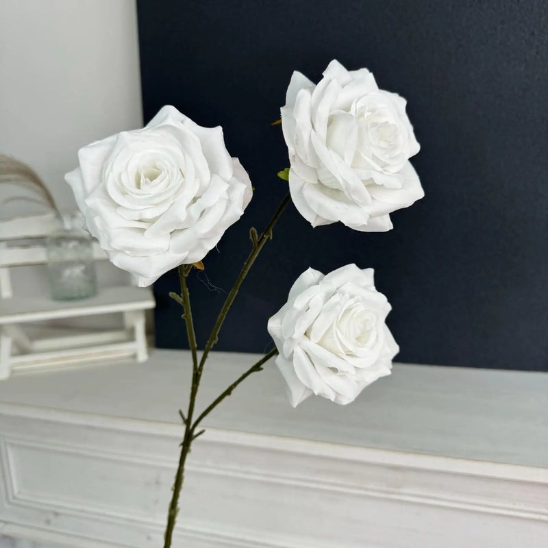 Y&D Jinxie White Silk Rose Hydrangea Artificial Flowers, Diamond Accents, Handmade Floral Decor for Wedding, Home, Mother's Day - Image 5