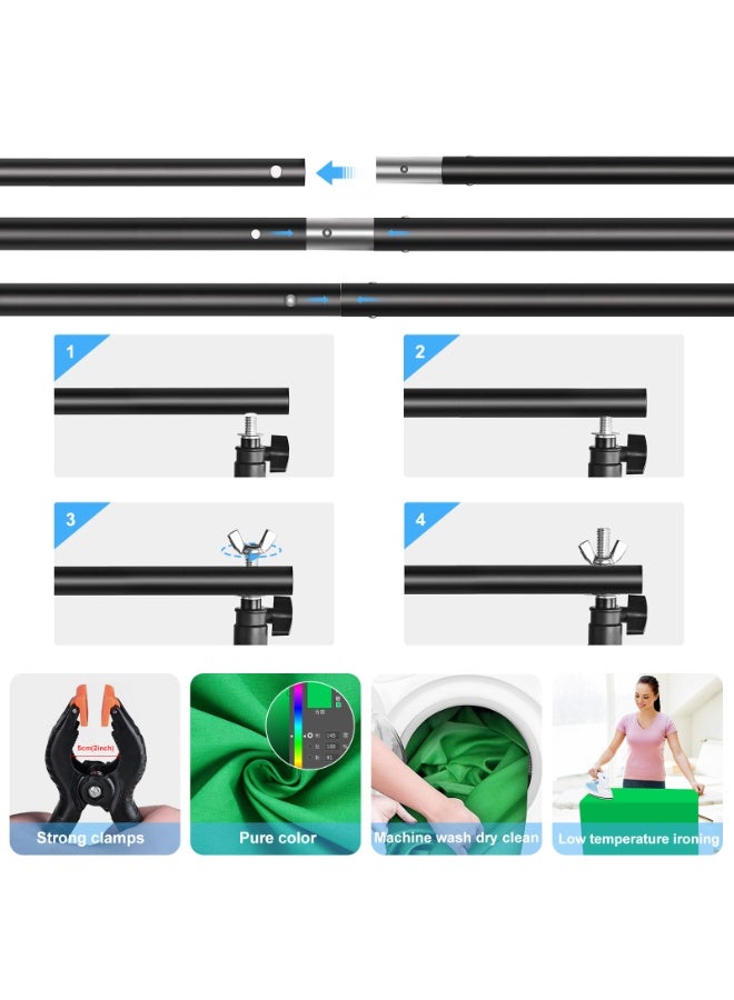 PULUZ Backdrop Stand 78.7x78.7 Inch(WxH) Photo Studio Adjustable Background Stand Support kit with 3 Crossbars, 4 Clips, 1 Carry Bag for Parties, Events Decoration, Wedding, Photography，Video Shooting - Image 4