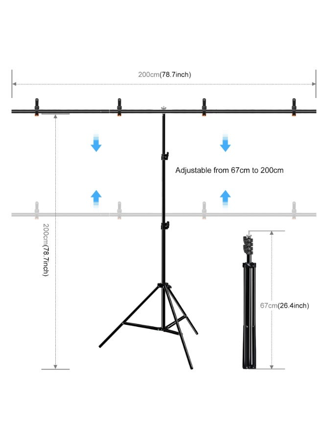 PULUZ Backdrop Stand 78.7x78.7 Inch(WxH) Photo Studio Adjustable Background Stand Support kit with 3 Crossbars, 4 Clips, 1 Carry Bag for Parties, Events Decoration, Wedding, Photography，Video Shooting - Image 3