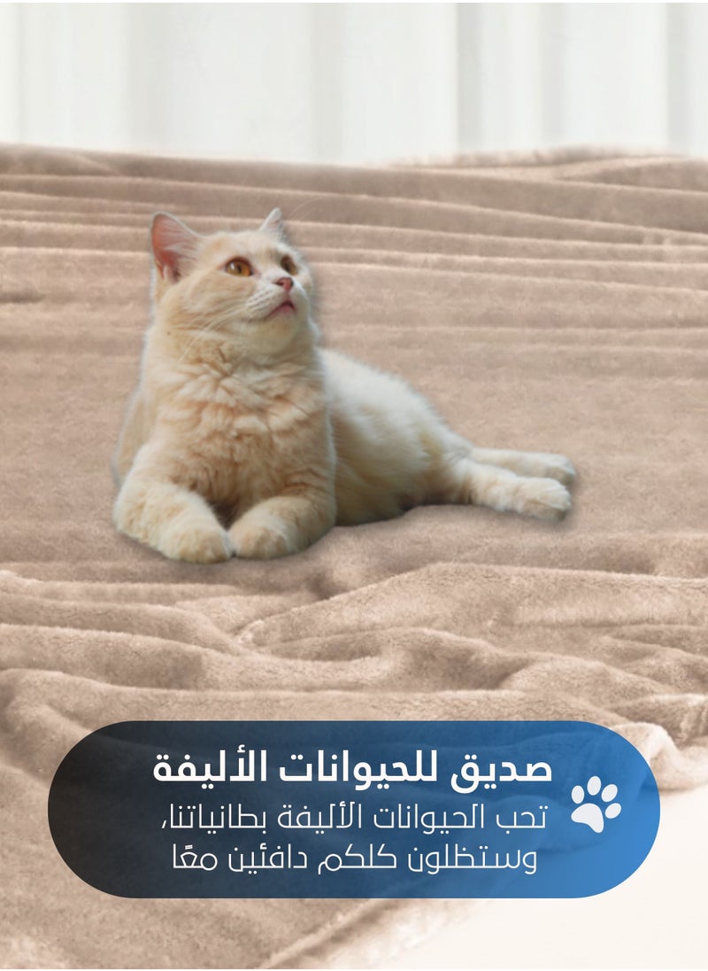 سيد المنسوجات المنزلية - بطانية مخمل خفيفه بمقاس مفرد، سلسلة مورا، 350 جم/متر مربع، 230 × 170 سم، صوف إضافي فائق النعومة لجميع فصول السنة، يستخدم كغطاء للسرير بطانيات . - Image 1