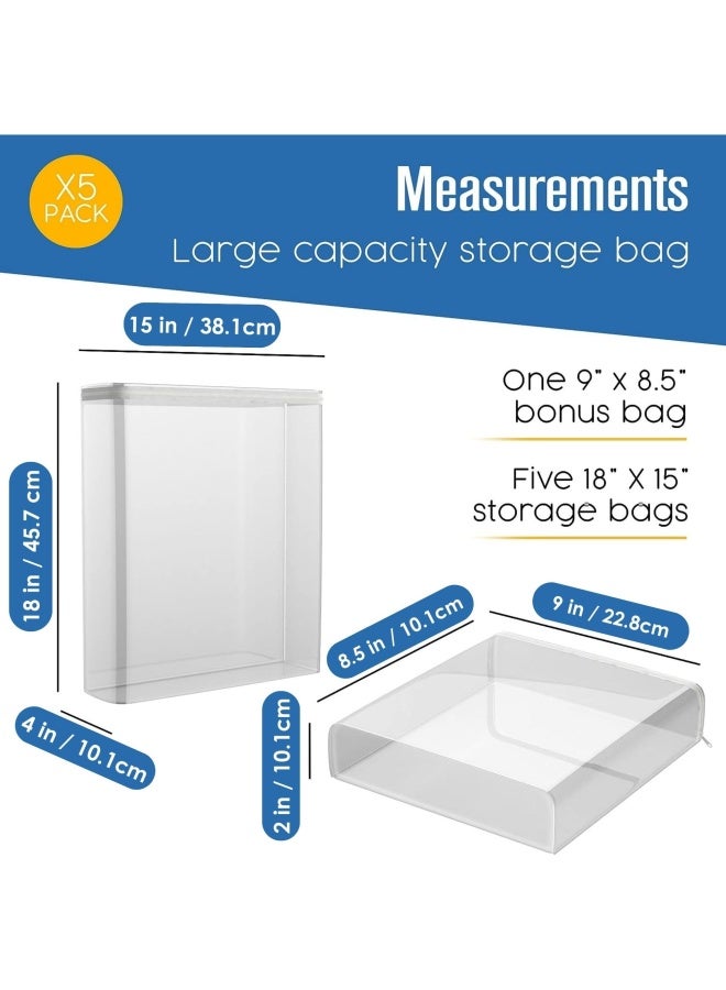 Houseables Plastic Storage Bags For Clothes Clear Zippered Storage Bags 18 X 15 5 Pack Vinyl Sweater Bags Moth Proof Bed Sheet Storage Linen Storage Bags Blanket Storage Bags With Zipper - Image 2