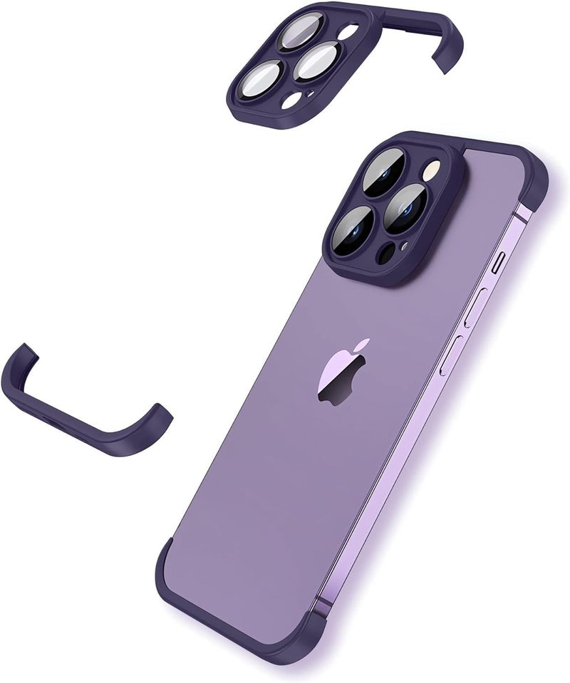 iPhone 15 Pro Case - Slim Shockproof TPU Bumper with Thin Lens Protection, Frameless Fall Protection, Stylish Gray & Purple Design, 1Pcs - Image 1