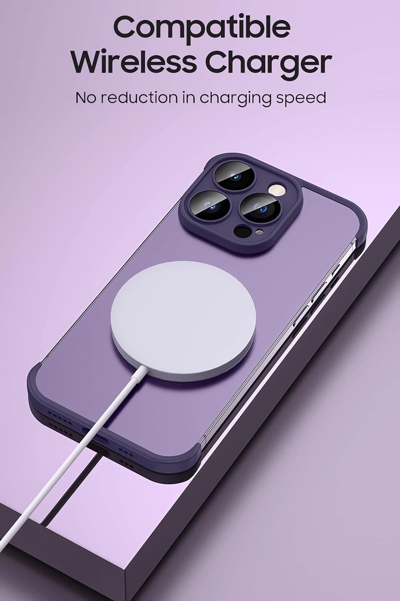 iPhone 15 Pro Case - Slim Shockproof TPU Bumper with Thin Lens Protection, Frameless Fall Protection, Stylish Gray & Purple Design, 1Pcs - Image 2