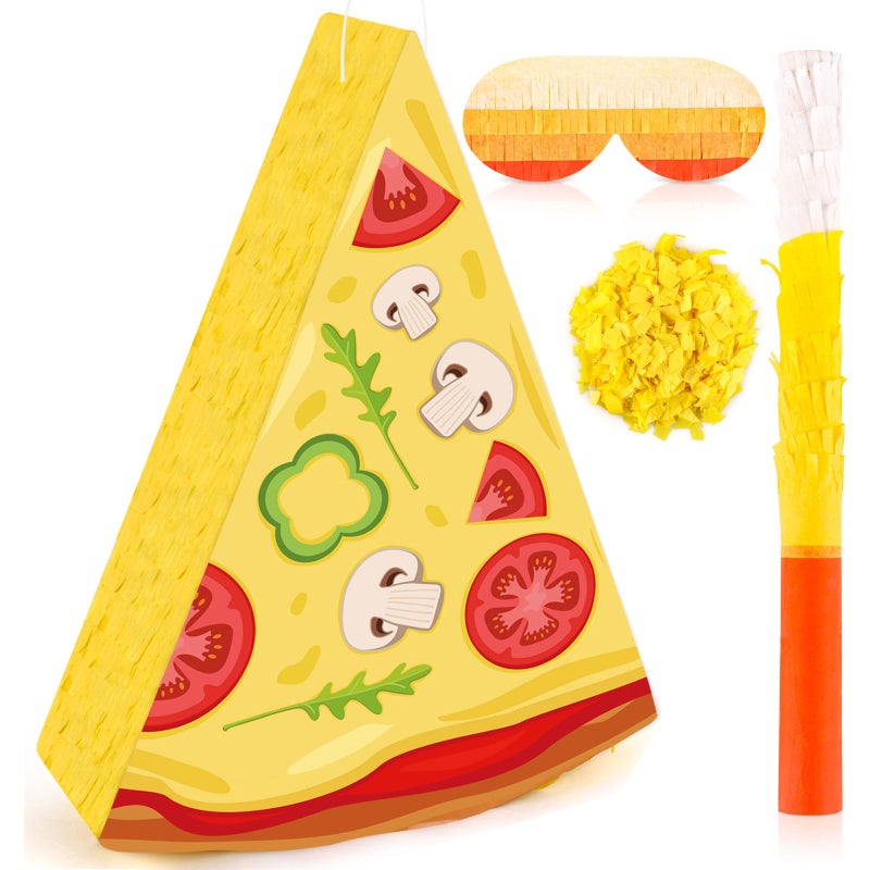 Atiloy Pizza Pinata Mexican Pinata Game with Stick Blindfold for Pizza Birthday Party Decorations Mexican Themed Party Supplies Carnival Theme Party - Image 3