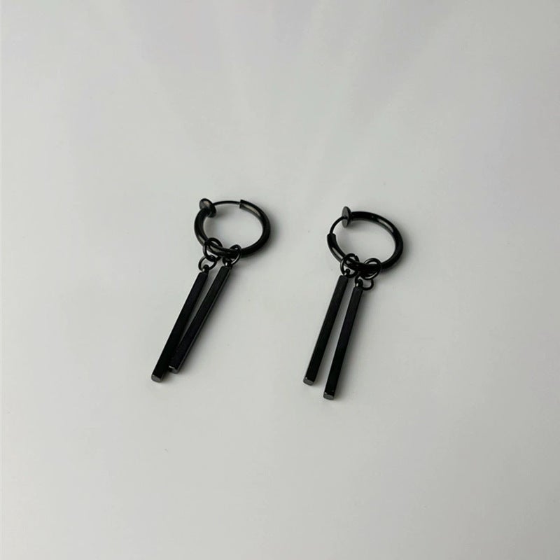 Men's Stainless Steel Square Bar Ear Studs - Image 4