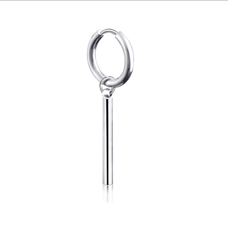 Men's Stainless Steel Square Bar Ear Studs - Image 5