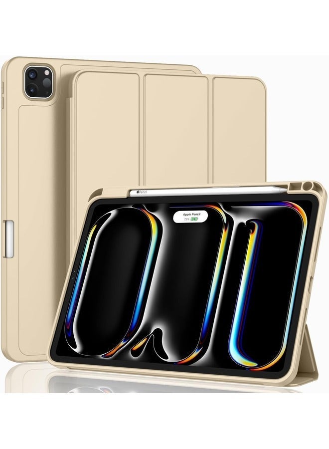 MUNTAQI 2024 iPad Pro 13 Inch Gold Smart Case – With Pencil Holder, Touch ID Compatibility, and Auto Wake/Sleep Function - Image 1