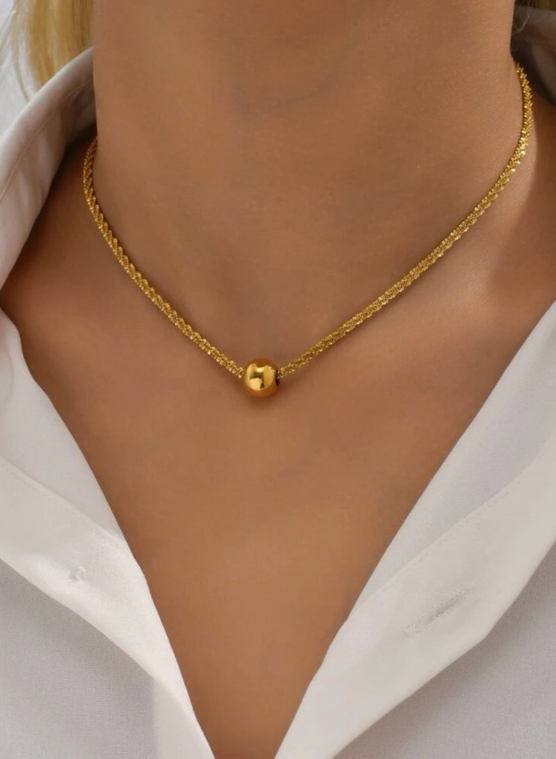 نونز أب سلسال شوكر نسائي من الاستانلس ستيل مطلي باللون الذهبي - Image 3