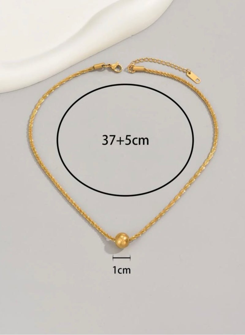 نونز أب سلسال شوكر نسائي من الاستانلس ستيل مطلي باللون الذهبي - Image 4