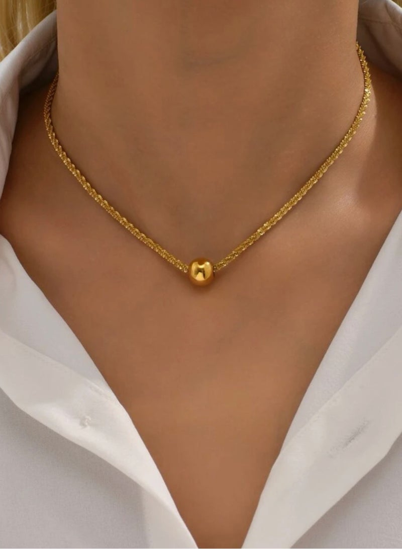 نونز أب سلسال شوكر نسائي من الاستانلس ستيل مطلي باللون الذهبي - Image 2