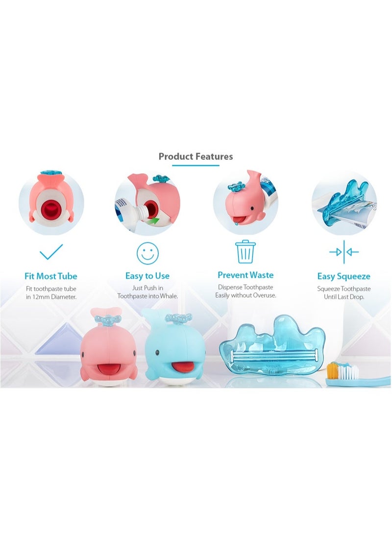 Flipper Toothpaste Squeezer And Dispenser Whale for Kids, No-Mess Toothpaste Dispenser, Easy Squeeze Toothpaste Tube Helper, Blue, Ages 3+ - Image 5
