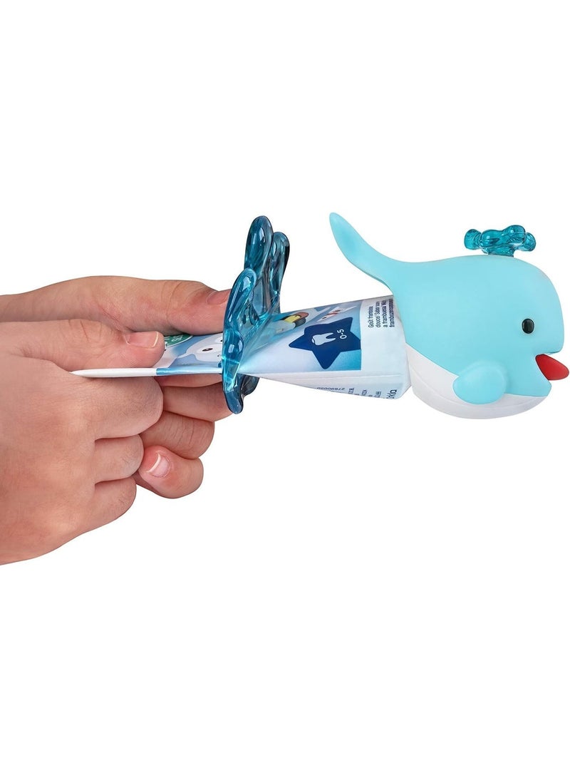 Flipper Toothpaste Squeezer And Dispenser Whale for Kids, No-Mess Toothpaste Dispenser, Easy Squeeze Toothpaste Tube Helper, Blue, Ages 3+ - Image 3