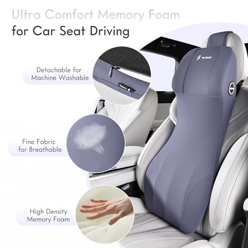 FLORICH Integrated Car Seat Lumbar Support Pillow & Car Neck Pillow Memory Foam Back Cushion for Driving Car Seat Back Support Pillow for Car Seats Driver Back Neck Sciatica Pain Relief Cushion, Blue - Image 3