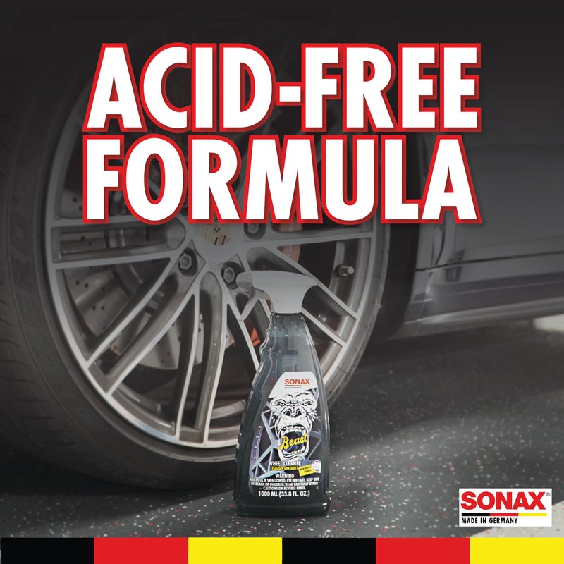 SONAX منظف عجلات سونكس بيست | منظف غبار الفرامل | منظف جنوط متغير اللون | منظف عجلات قوي | منظف سهل للعجلات والجنوط | يزيل غبار الفرامل المتصلب | 1 لتر | 33.8 أونصة سائلة - Image 4