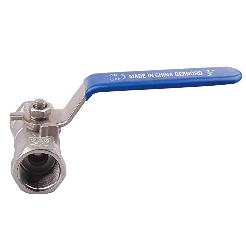 DERNORD Stainless Steel Ball Valve 1PC Type 0.5 Inch NPT Standard Port for Water, Oil, and Gas (1/2 Inch Ball Valve) - Image 5