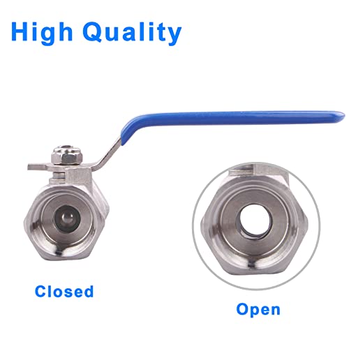 DERNORD Stainless Steel Ball Valve 1PC Type 0.5 Inch NPT Standard Port for Water, Oil, and Gas (1/2 Inch Ball Valve) - Image 3
