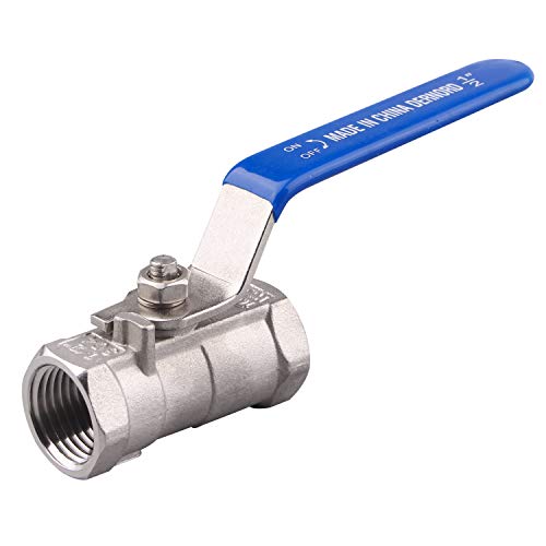 DERNORD Stainless Steel Ball Valve 1PC Type 0.5 Inch NPT Standard Port for Water, Oil, and Gas (1/2 Inch Ball Valve) - Image 1