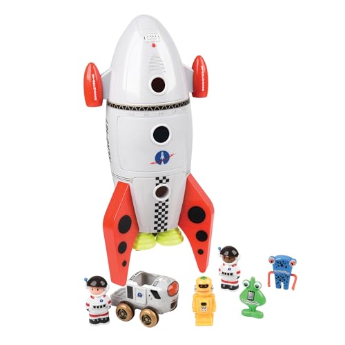 CP Toys لعبة صاروخ مهمة الفضاء من CP Toys، تشمل تماثيل رواد الفضاء، كائنات فضائية ومركبة، هدايا فضائية، ألعاب STEM للأطفال من 3 سنوات وما فوق، 16.7" - Image 1