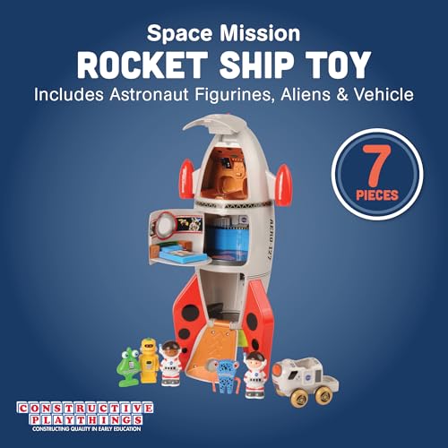 CP Toys لعبة صاروخ مهمة الفضاء من CP Toys، تشمل تماثيل رواد الفضاء، كائنات فضائية ومركبة، هدايا فضائية، ألعاب STEM للأطفال من 3 سنوات وما فوق، 16.7" - Image 2