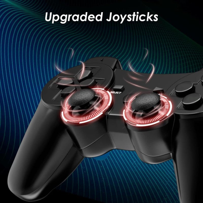 CHENGDAO جهاز تحكم CHENGDAO لـ PS3، حزمة مزدوجة من أجهزة التحكم لاسلكية عالية الأداء لـ PlayStation 3 مع تحكم حركي واهتزاز مزدوج، أسود - Image 4