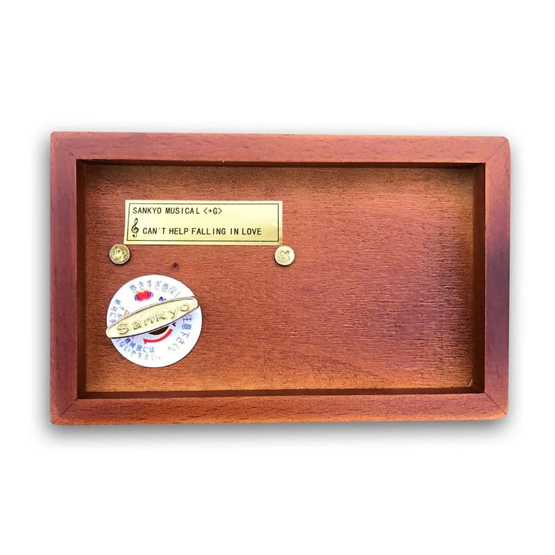 BinkeGG Brown Wooden Wind up Music Box Jewelry Box with Sankyo Musical Mechanism Tune: Can't Help Falling in Love - Image 5
