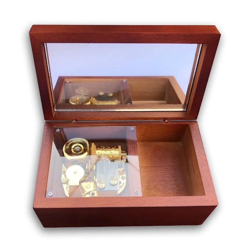 BinkeGG Brown Wooden Wind up Music Box Jewelry Box with Sankyo Musical Mechanism Tune: Can't Help Falling in Love - Image 2
