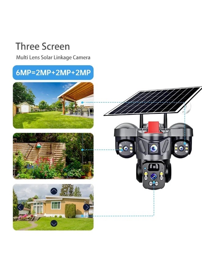 Sunsee Outdoor PTZ 6MP 4G SIM Solar Panel Triple Lens Camera Home Security CCTV Video Surveillance Built-in Battery V380pro - Image 2